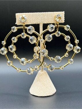 Swarovski Gold-Tone Crystal Orbital Clip-On Statement Earrings